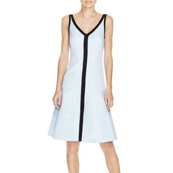 Nanette Lepore Factory Frock Sleeveless A-line Blue, Black Dress Sz‎ 0 USA Made - Picture 1 of 12